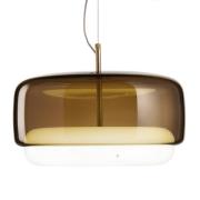 LED-hengelampe Jube SP G av glass, brun/hvit