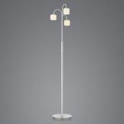 Mila LED-gulvlampe, nikkel/opalglass, tre lamper