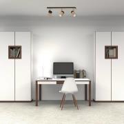 Downlight Baron, 3 lyskilder, svart/tre