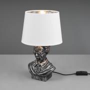 Bordlampe Albert i bysteform, sølv/hvit