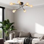 Taklampe Veken 6B, 6 lyskilder svart/gull