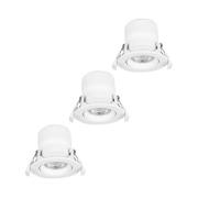 Prios LED innbyggingslampe Shima, hvit, 7W, 3000K, 3 enheter, dimbar