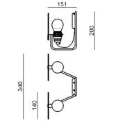 Stilnovo Bugia LED-vegglampe 2 lyskilder svart