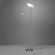 LED-gulvlampe Brantford, leselampe nikkel matt