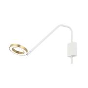 LED-vegglampe 22043 bevegelig arm matt hvit/gull