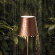 Nuindie LED oppladbar bordlampe, USB-C, bronse, IP54, dimbar