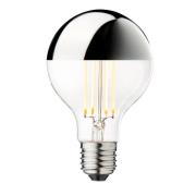 LED-toppforspeilet lyspære Globe 80, sølv, E27, 3,5 W, 2.700 K