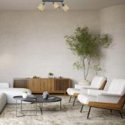 Taklampe Adeline, 3 lyskilder, jute, lengde 34 cm