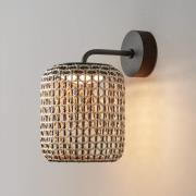 Bover Nans A LED utendørs vegglampe, brun, Ø 21,6 cm