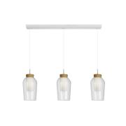Nora hengelampe, hvit, transparent, 3 lyskilder, glass
