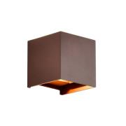 Utendørs vegglampe Davos, corten, kantet, dimbar, aluminium