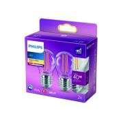 Philips LED-pære E27 P45 4,3W filament 2 700 K 2st