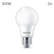 Philips LED-pære E27, 8W 806lm 2 700 K matt 2stk