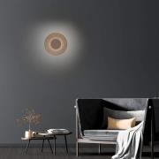 PURE LED-vegglampe Moon, bronse, Ø 32 cm, glass/aluminium