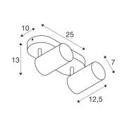 SLV Asto Tube downlight med 2 lyskilder, hvit