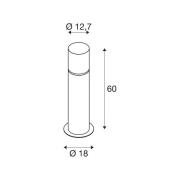 SLV Rox sokkellampe i akryl, høyde 60 cm, grå, rustfritt stål
