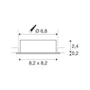 SLV Innfelt taklampe New Tria, aluminium, aluminium, lengde 8,2 cm