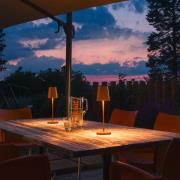 SLV LED-akkulampe Vinolina Two, rustfarget, aluminium, Ø 11 cm