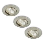 Dreibar LED-downlight 3-er-sett matt-nikkel