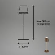 LED-bordlampe Kiki med batteri 3 000 K, brun/gull