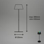 LED-bordlampe Kiki med oppladbart batteri RGBW, svart