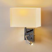 Hotell LED-vegglampe, hvit, tekstil, 2-lys, LED-leselampe