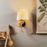 Vegglampe Corda med tekstilskjerm og tau-dekor