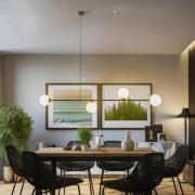 Hengelampe Alison svart/hvit, 4 lyskilder, bjelkeform, 154 cm