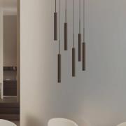 Audo hengelampe Tubulaire, 6 lyskilder, Ring, bronze, aluminium