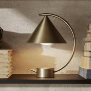 ferm LIVING LED oppladbar bordlampe Meridian, messing, dimbar