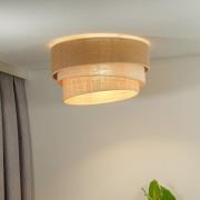 Euluna taklampe Trio Jute, naturlig brun/hvit/raffia Ø 60 cm