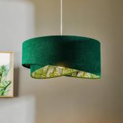 Hengelampe Vivien, grønn med blomstermønster over hele lampen