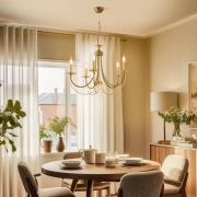 Lysekrone Ferra, messing antikk, 5 lyskilder