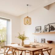 Hengelampe Paz krom, trelameller-sylinder Ø 45cm