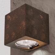 Vegglampe Cube, rustbrun, høyde 7,5 cm, keramikk