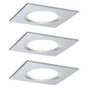 Paulmann Coin Slim LED-downlight, 3-er kantet alu