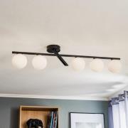 Taklampe Baleo, svart/opal, 5 lyskilder