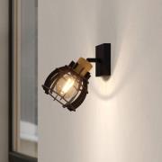 Vegglampe Stillington 1 av stål med tredetaljer