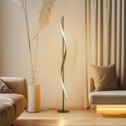 Lindby LED-gulvlampe Munja, svart, metall, dimbar