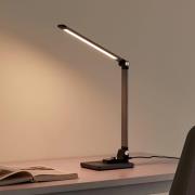 Lindby LED-bordlampe Valtaris, grå, aluminium, CCT, dimbar