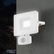 Utendørs LED-spot Faedo 3 med sensor, hvit, 20 W