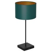 Bordlampe Table, svart, sylinder grønn-gull