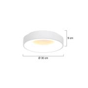 Ringlede LED taklampe, 2700 K, Ø 30 cm, hvit, metall