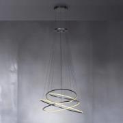 PURE LED hengelampe E-Flying Rings, grå, Ø 110 cm, CCT