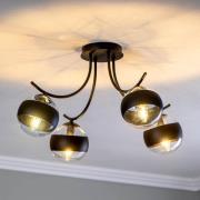 Taklampe Boston, svart/klar, 4 lyskilder
