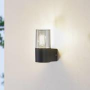 Lindby utendørs vegglampe Heulo, Ø 8 cm, røykgrå, aluminium