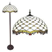 Gulvlampe 5LL-6113 i Tiffany-design, hvit