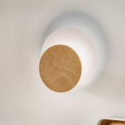 Vegglampe Circle i hvit, dekorplate lyst tre