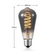 Lucande LED-pære E27 ST64 4W 1.800K dimbar titan