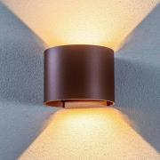 Lindby LED utendørs vegglampe Nivar, rund, rust, metall, IP54